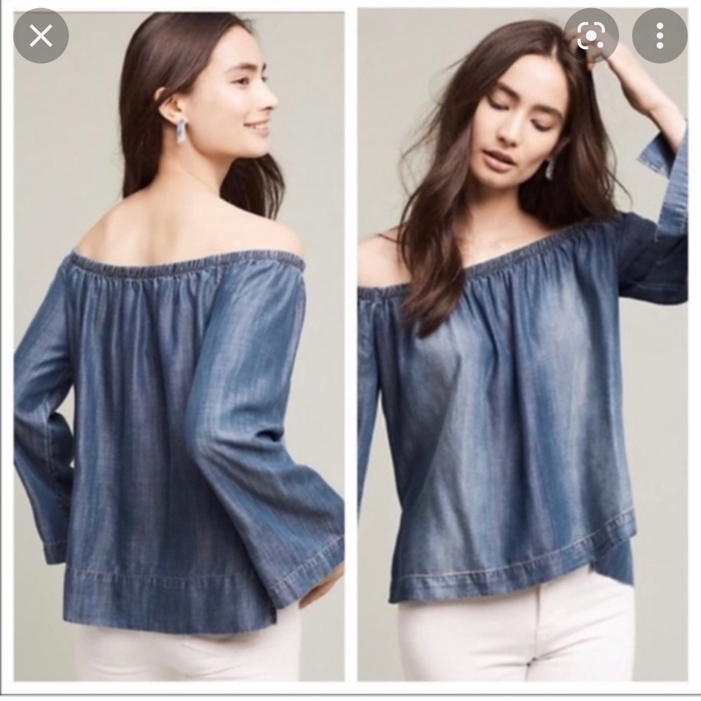 Cloth & Stone Chambray off shoulder top